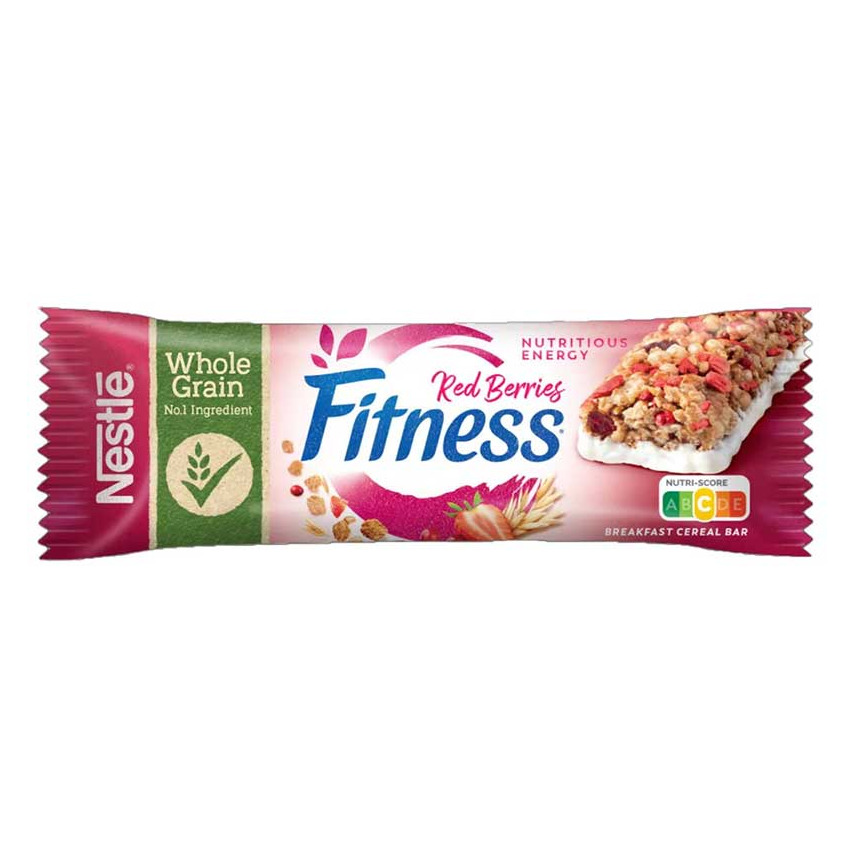 غلات بار فیتنس با میوه های قرمز و شکلات